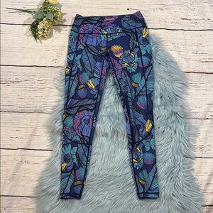 Feed Me Fight Me Pocket Tropical Coral Patterned CrossFit Active Leggings
